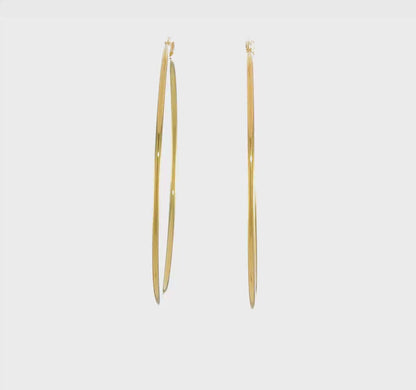 Classic 2mm gold-tone sterling silver hoop earrings, 70 mm — video view