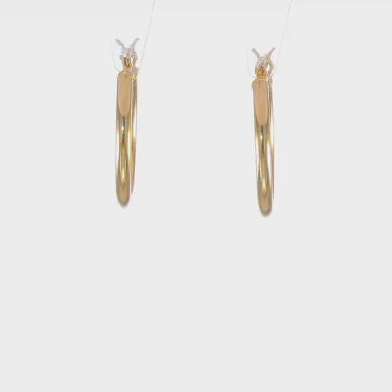 Classic 2mm gold-tone sterling silver hoop earrings, 20 mm — video view