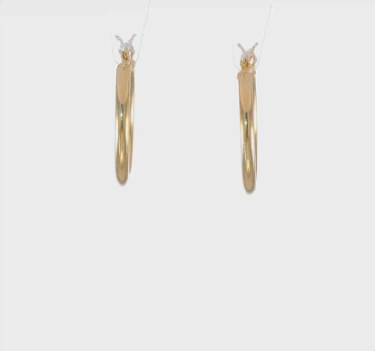Classic 2mm gold-tone sterling silver hoop earrings, 20 mm — video view