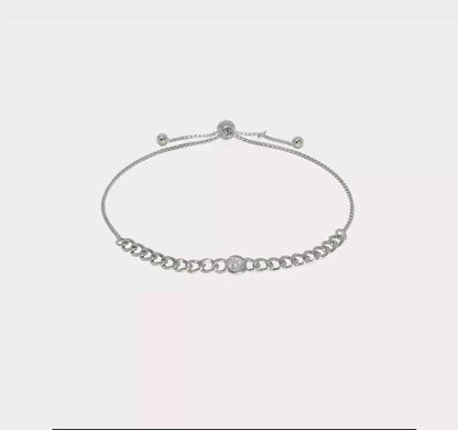 Italian CZ curb-link bolo bracelet in rhodium-plated sterling silver video