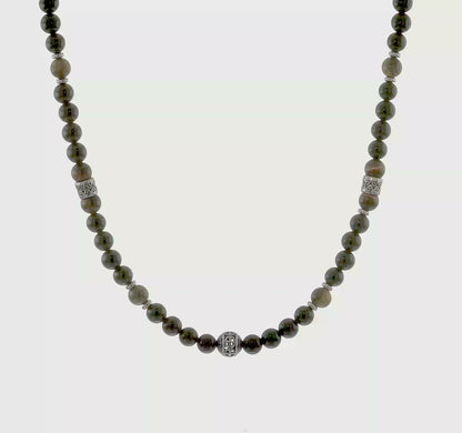 Stainless Steel Beaded Stone Necklace