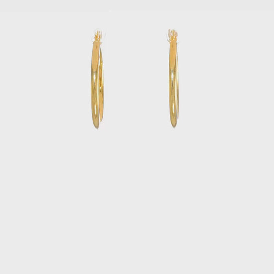 Classic 2mm gold-tone sterling silver hoop earrings, 25 mm — video view