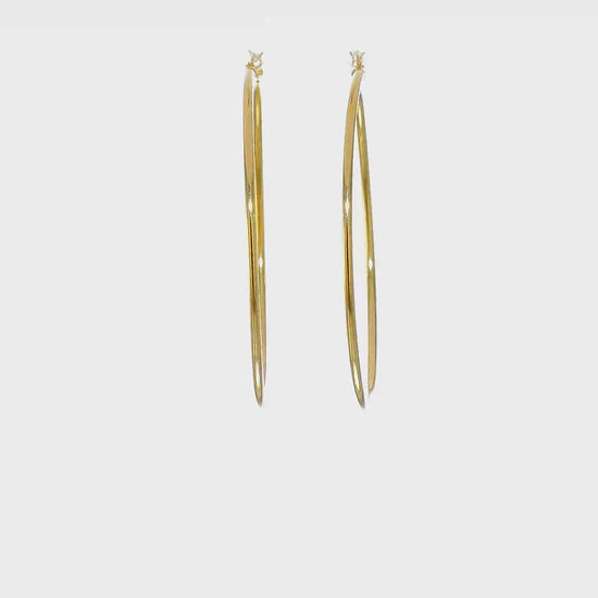 Classic 2mm gold-tone sterling silver hoop earrings, 65 mm — video view