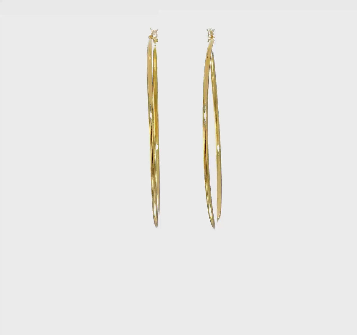 Classic 2mm gold-tone sterling silver hoop earrings, 65 mm — video view