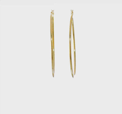 Classic 2mm gold-tone sterling silver hoop earrings, 65 mm — video view