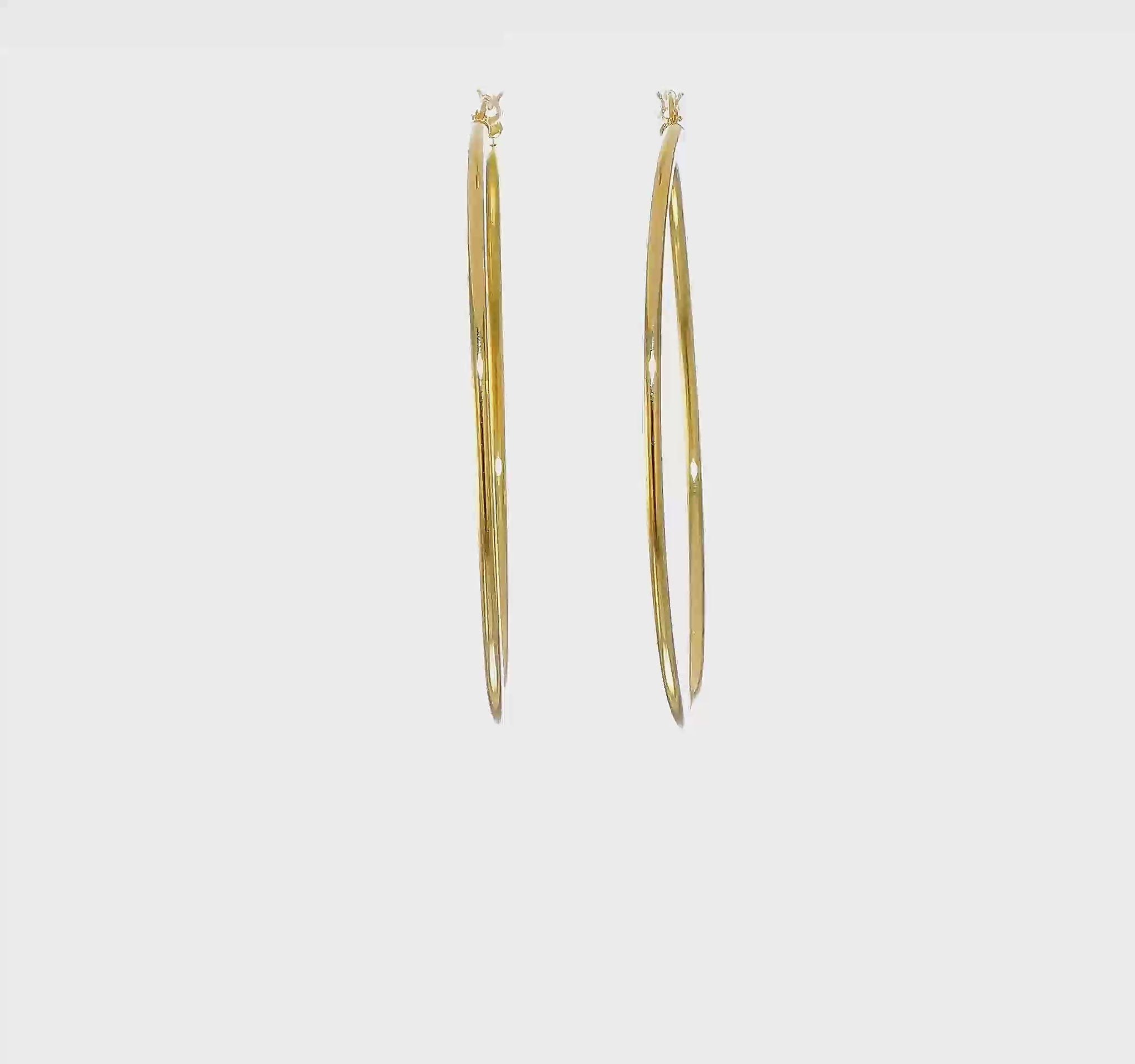 Classic 2mm gold-tone sterling silver hoop earrings, 65 mm — video view