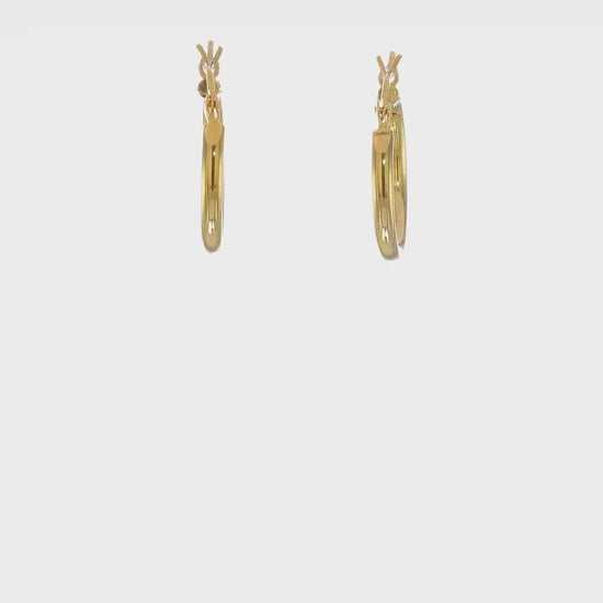 Classic 2mm gold-tone sterling silver hoop earrings, 18 mm — video view