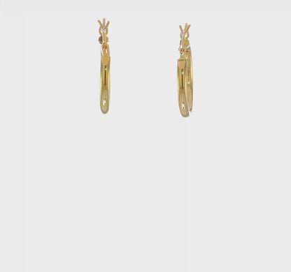 Classic 2mm gold-tone sterling silver hoop earrings, 18 mm — video view
