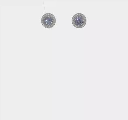 Sterling Silver Purple and White Cubic Zirconia Necklace and Earring Set