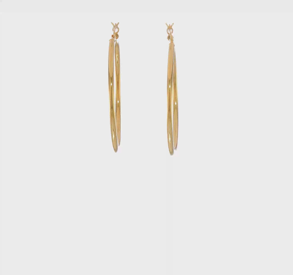 Classic 2mm gold-tone sterling silver hoop earrings, 40 mm — video view