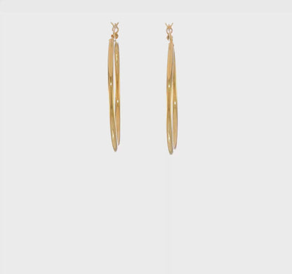 Classic 2mm gold-tone sterling silver hoop earrings, 40 mm — video view