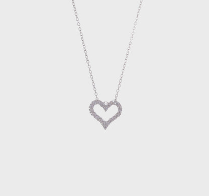 Sterling Silver Cubic Zirconia Open Heart Necklace