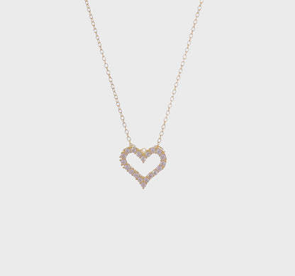 Sterling Silver Cubic Zirconia Open Heart Necklace