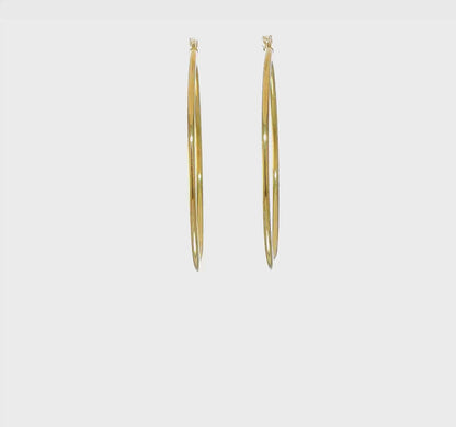 Classic 2mm gold-tone sterling silver hoop earrings, 60 mm — video view