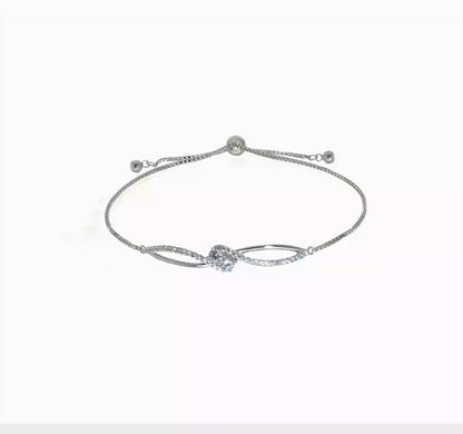 Sterling silver CZ openwork adjustable bolo bracelet shown in video