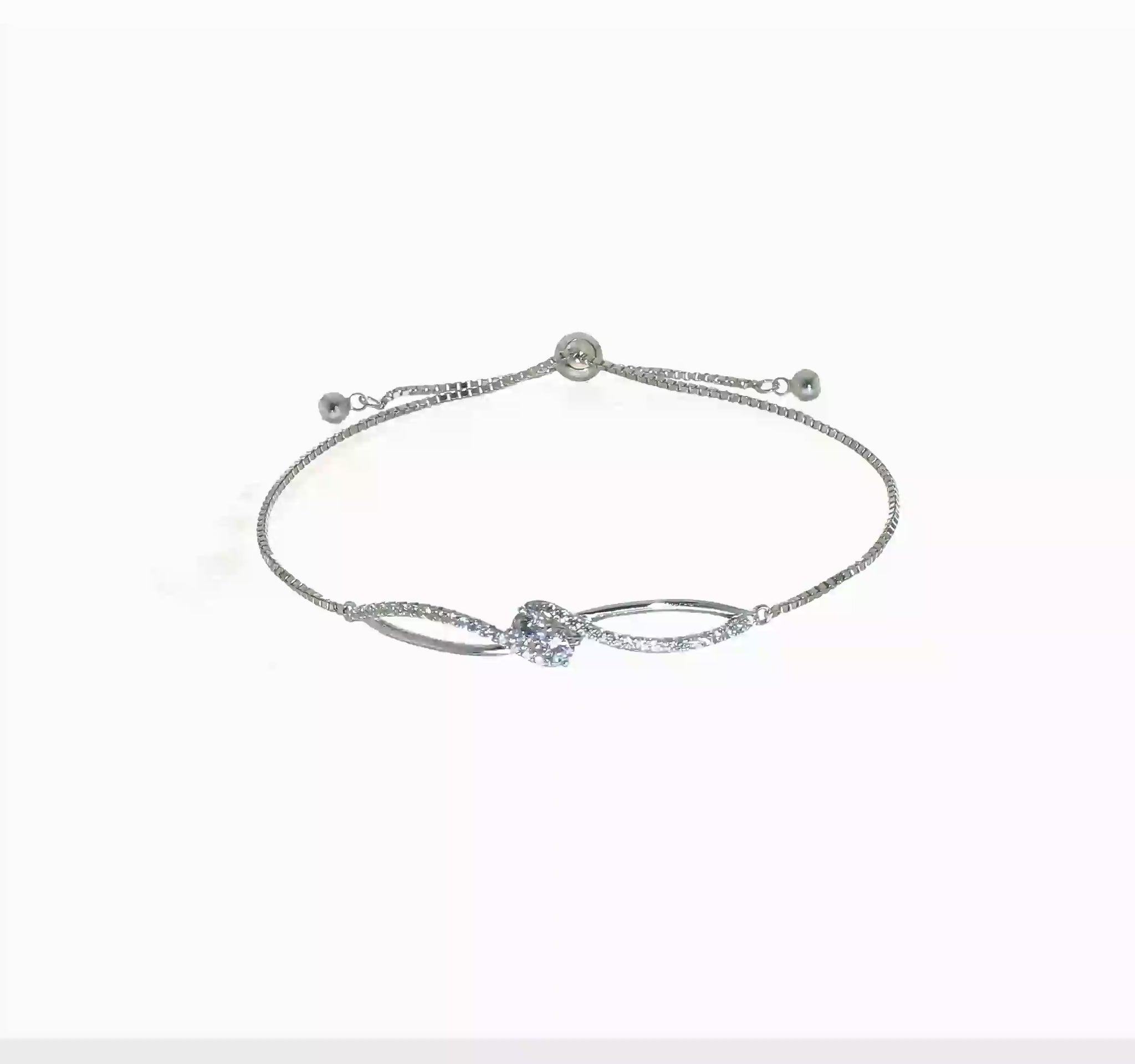 Sterling silver CZ openwork adjustable bolo bracelet shown in video