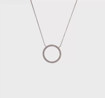 Stainless Steel CZ Open-Circle Necklace