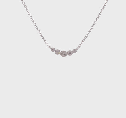 Sterling Silver Graduated Cubic Zirconia Five-Stone Necklace
