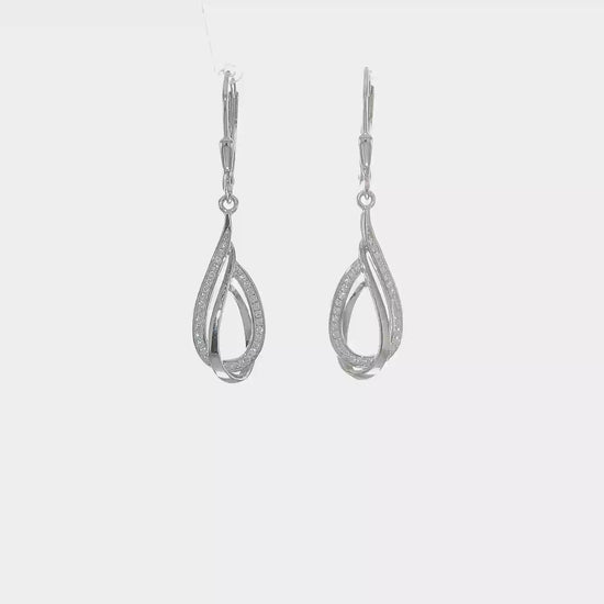 Sterling silver cubic zirconia swirl teardrop earrings video