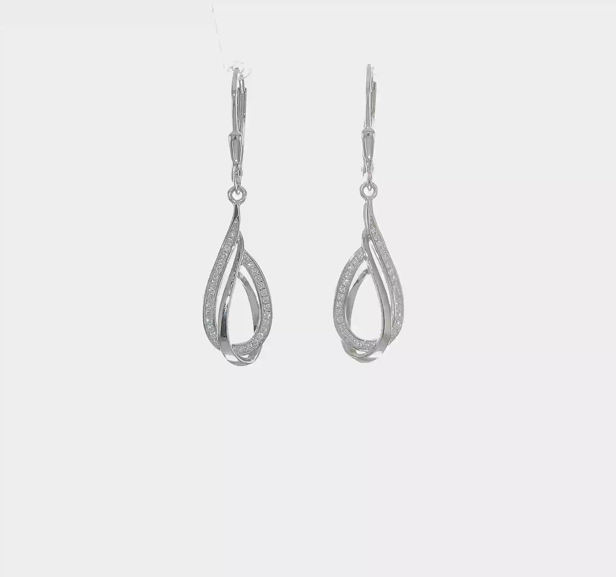 Sterling silver cubic zirconia swirl teardrop earrings video