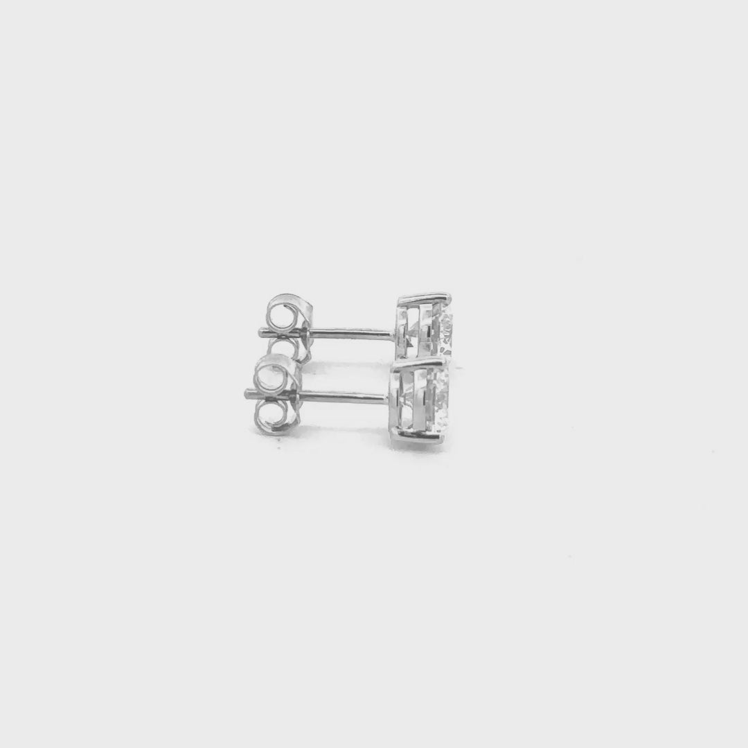 2 CTW round lab-grown diamond stud earrings in white gold video