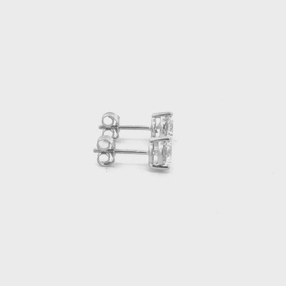 2 CTW round lab-grown diamond stud earrings in white gold video