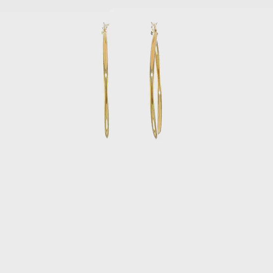 Classic 2mm gold-tone sterling silver hoop earrings, 45 mm — video view