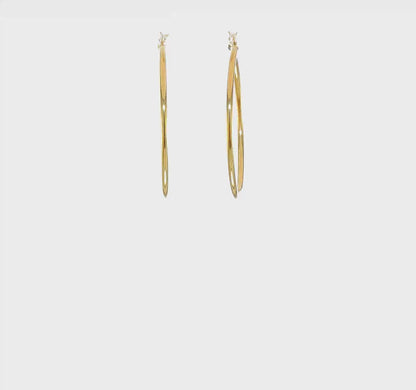 Classic 2mm gold-tone sterling silver hoop earrings, 45 mm — video view