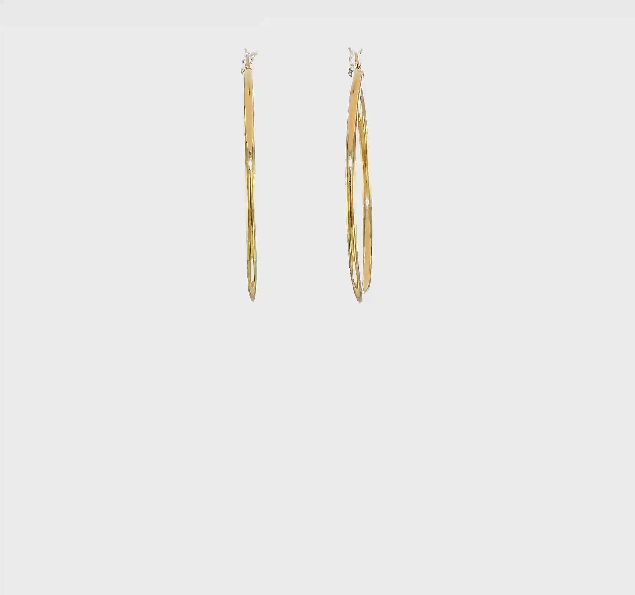 Classic 2mm gold-tone sterling silver hoop earrings, 45 mm — video view