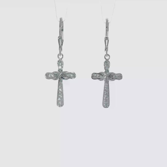 Sterling silver cubic zirconia infinity cross earrings video