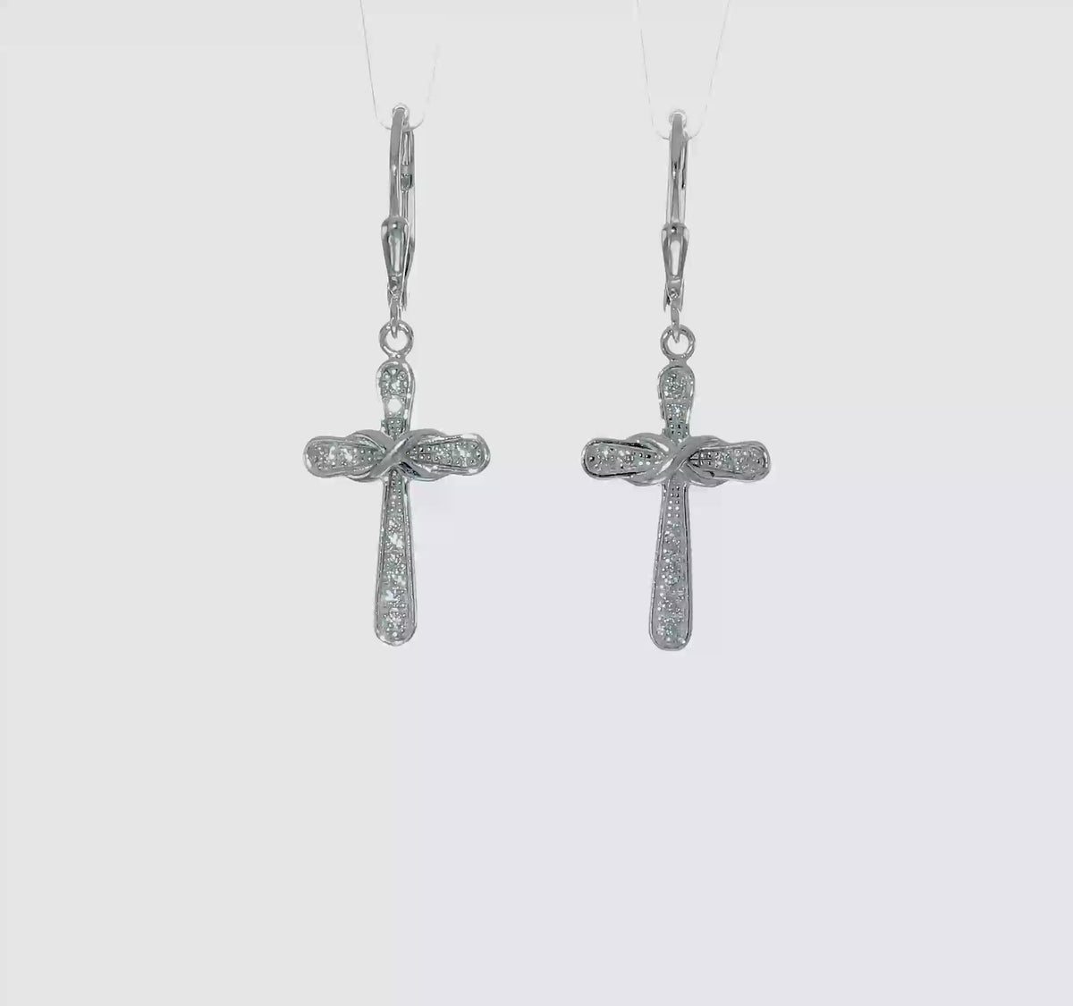 Sterling silver cubic zirconia infinity cross earrings video