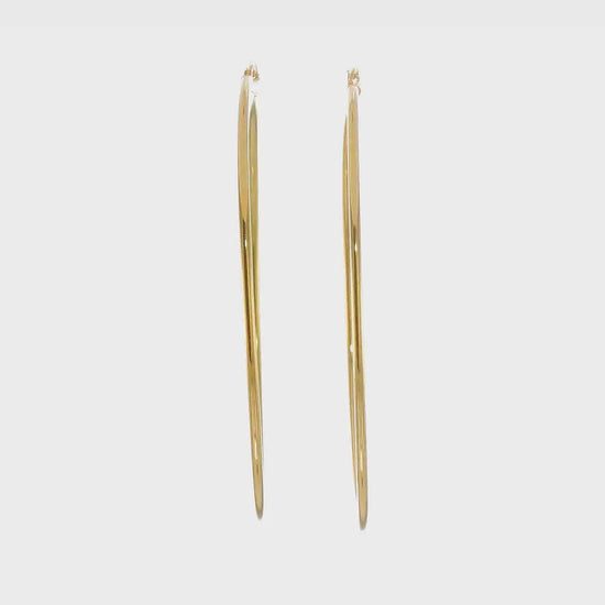 Classic 2mm gold-tone sterling silver hoop earrings, 80 mm — video view