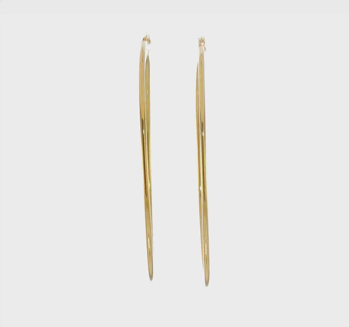 Classic 2mm gold-tone sterling silver hoop earrings, 80 mm — video view