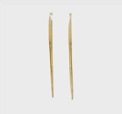 Classic 2mm gold-tone sterling silver hoop earrings, 80 mm — video view