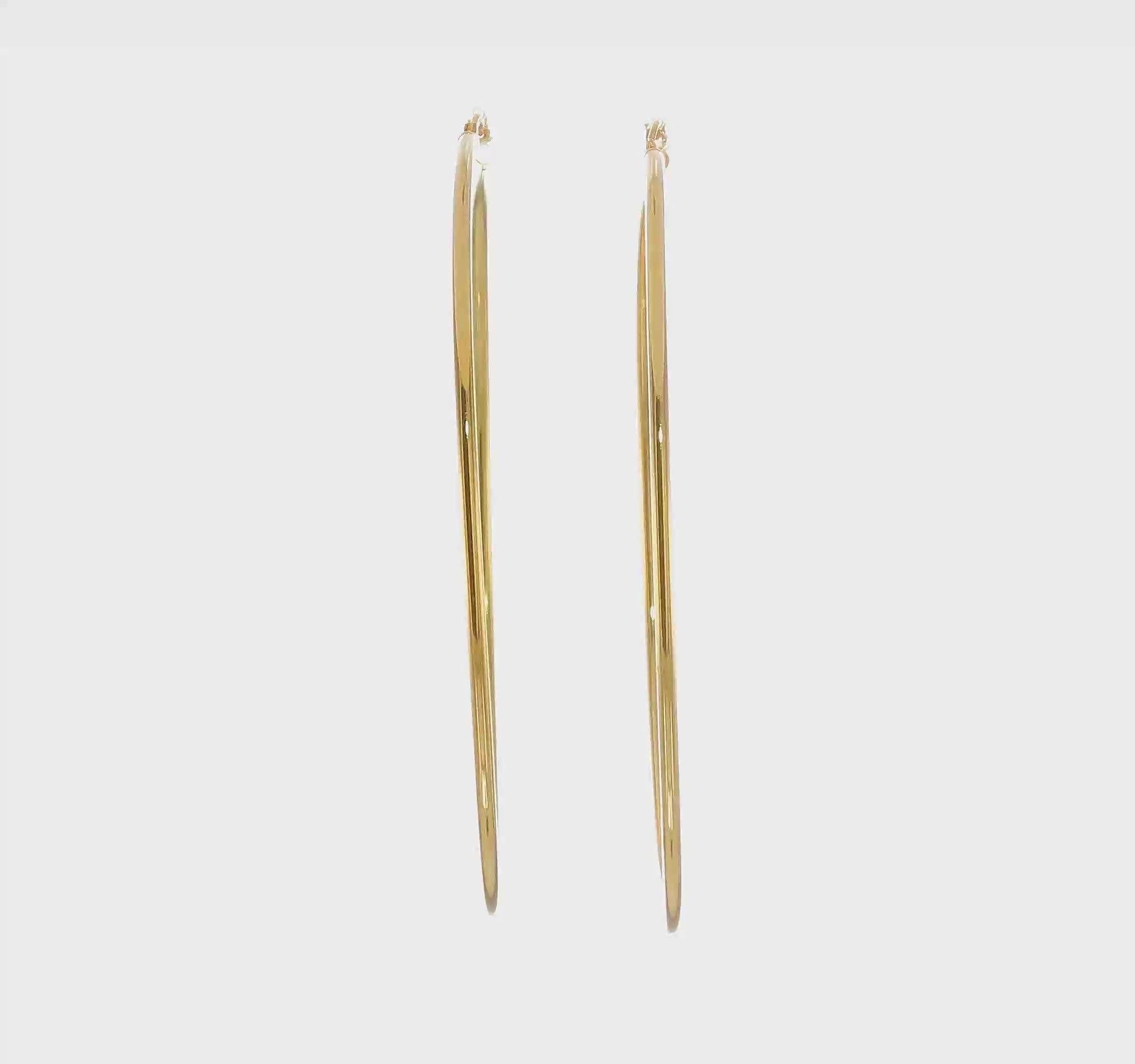 Classic 2mm gold-tone sterling silver hoop earrings, 80 mm — video view