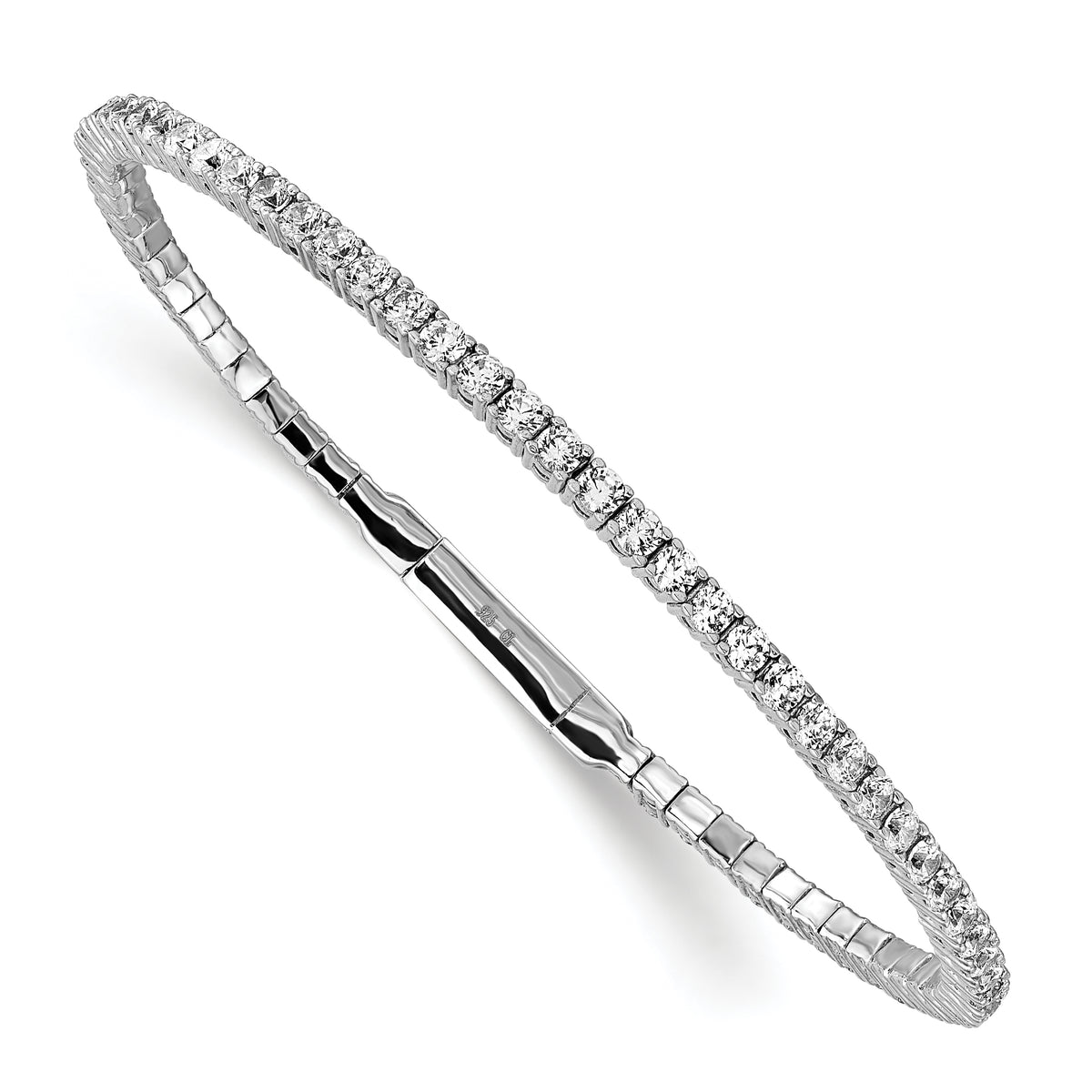 Sterling silver 65-stone CZ flexible bangle