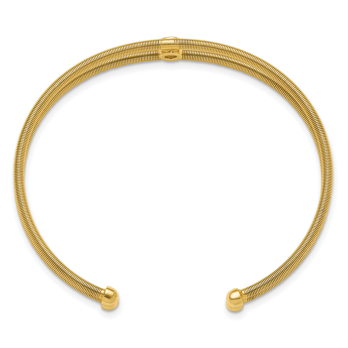 Gold-tone sterling silver CZ two-band cuff alternate view