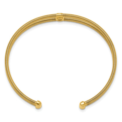 Gold-tone sterling silver CZ two-band cuff alternate view