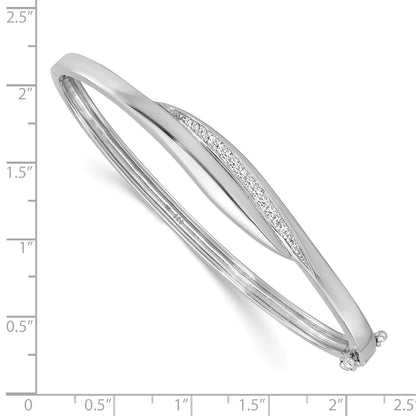 Sterling silver CZ polished hinged bangle alternate view