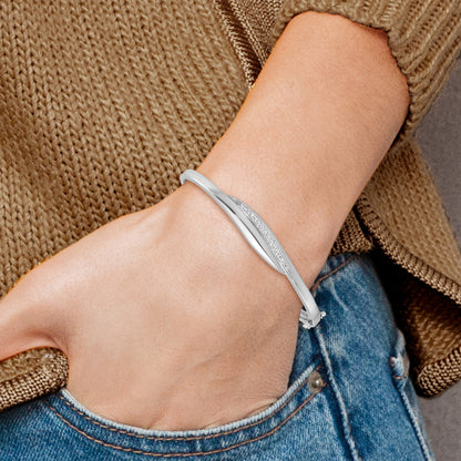 Sterling silver CZ polished hinged bangle measurement guide