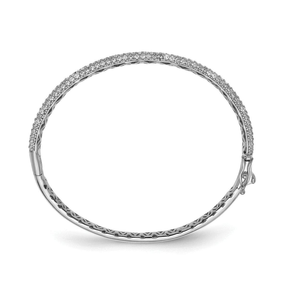 Sterling silver 175-stone pavé CZ hinged bangle alternate view