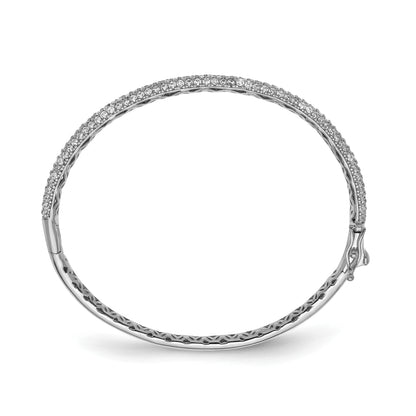 Sterling silver 175-stone pavé CZ hinged bangle alternate view