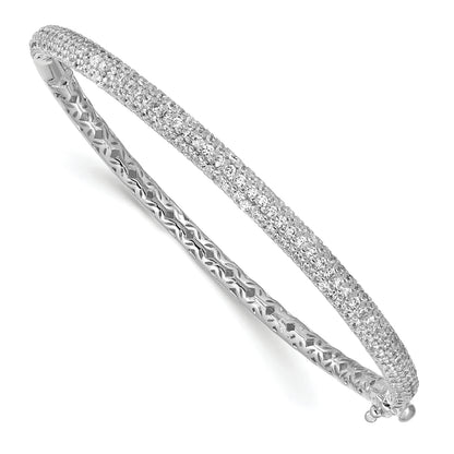 Sterling silver 175-stone pavé CZ hinged bangle