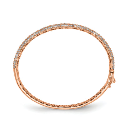 Rose-tone sterling silver 175-stone pavé CZ hinged bangle alternate view