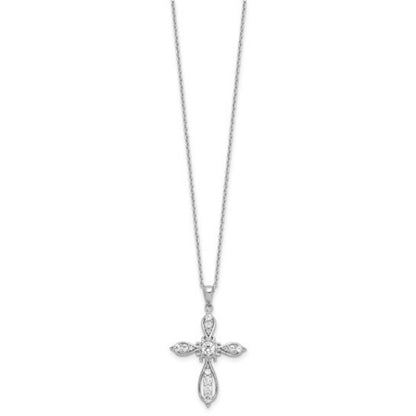 Cheryl M sterling silver CZ cross necklace shown full length