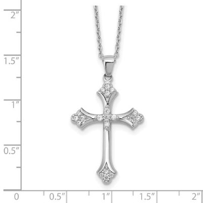 measurement guide for rhodium-plated sterling silver CZ cross necklace