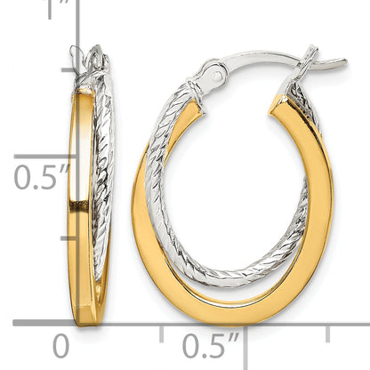 Gold-tone twisted oval hoop earrings measurement guide