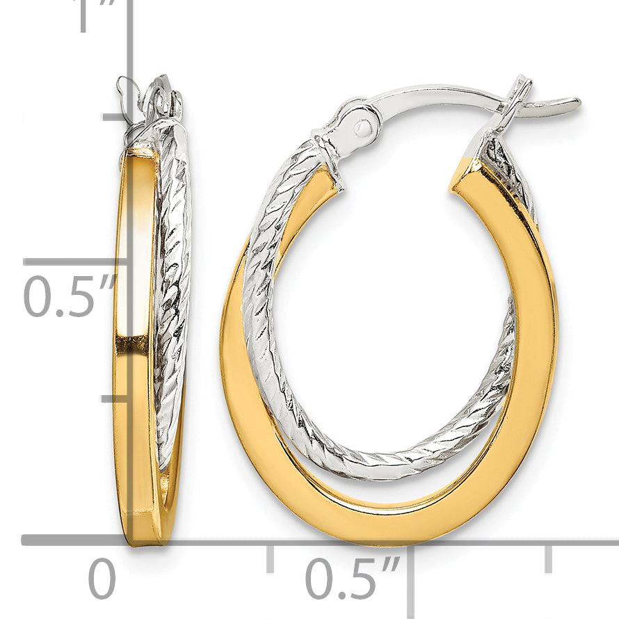 Gold-tone twisted oval hoop earrings measurement guide