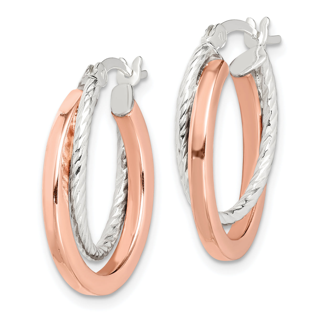 Rose-tone twisted oval hoop earrings alternate view