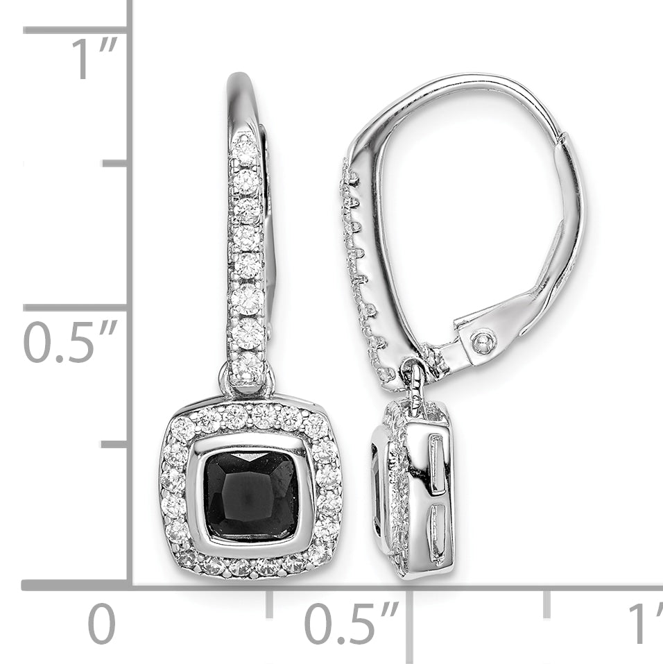 Sterling silver black and white CZ halo earrings measurement guide